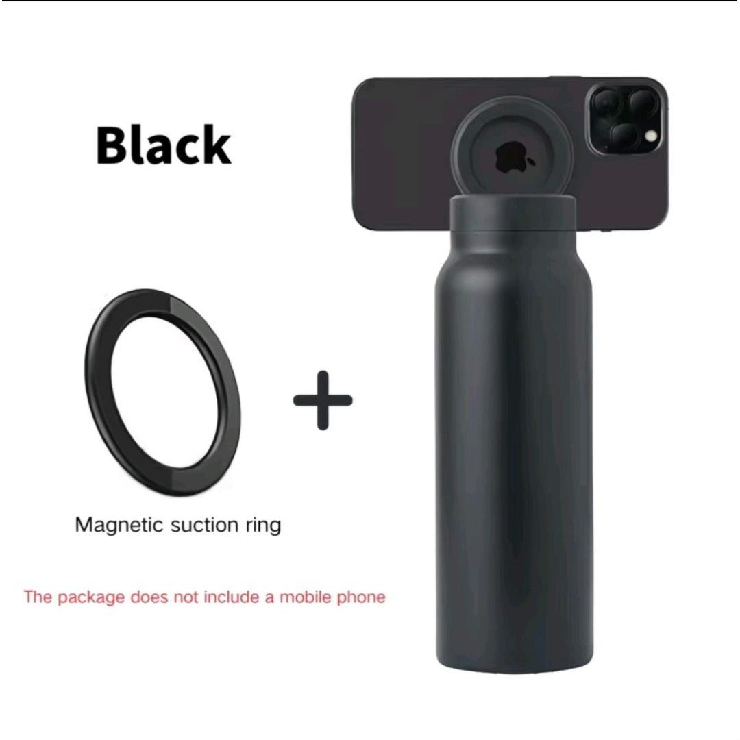 Drinks bottle with magnetic cap for phone