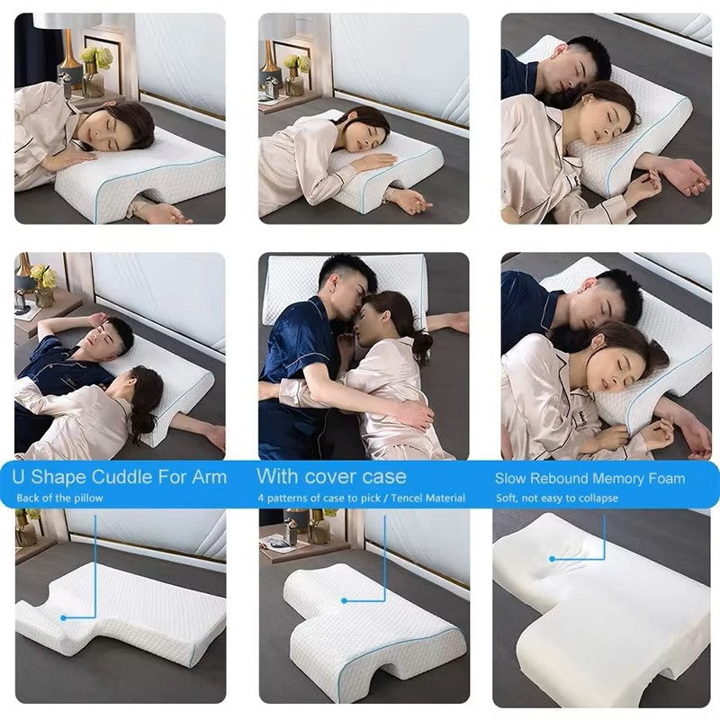 Memory Foam Pillow for Couples With Arm Rest