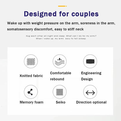 Memory Foam Pillow for Couples With Arm Rest