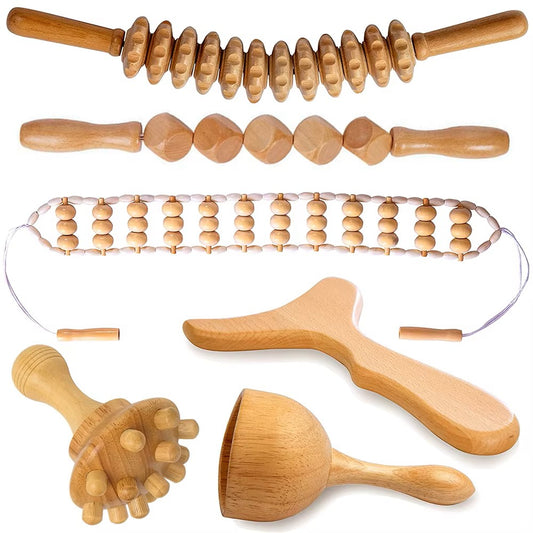 Wooden Gua Sha Massage Tools Set